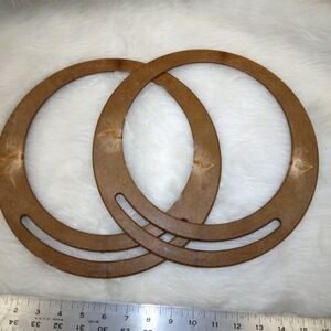 MACRAME Purse handled, wooden look, approximately 11 inch diameter